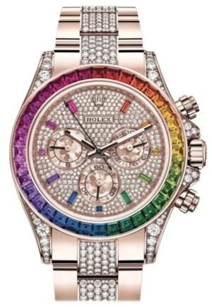 Rolex Cosmograph Everose Daytona Factory Diamond Rainbow Edition Ref# 116595RBOW)