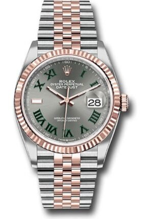 Rolex Datejust 36 Everose Gold Fluted Bezel Slate Roman Dial Jubilee (126231)