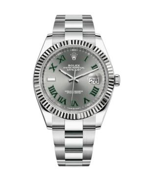 Rolex Datejust 41 Grey Slate Wimbledon Green Roman Dial Oyster Bracelet 126334