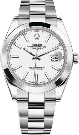 Rolex Datejust 41mm Oyster Bracelet Steel White Index Dial Reference # 126300