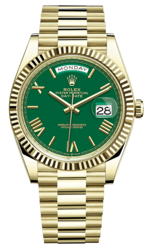 Rolex Day-Date 40 Yellow Gold Green Roman Dial  228238