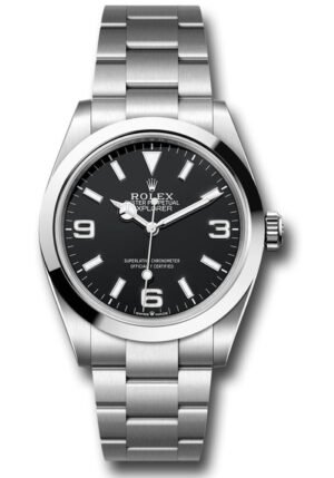 Rolex Explorer Oystersteel 40 Watch Smooth Bezel Black Index Arabic Dial Oyster Bracelet 224270
