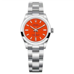 Rolex Oyster Perpetual 31 Oystersteel Coral Red Dial Domed Bezel (Ref# 277200)