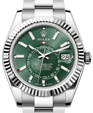 Rolex Sky-Dweller 42 mm Oystersteel and White Gold Green Dial Sky Dweller 336934