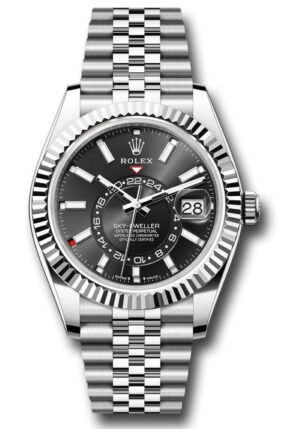 Rolex Sky-Dweller Fluted Bezel Black Index Dial Jubilee Bracelet 336934