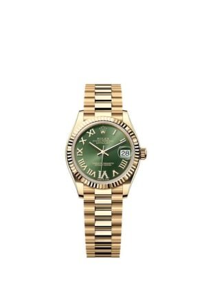 Rolex DateJust 31 Yellow Gold Green Roman Dial Ref# 278278