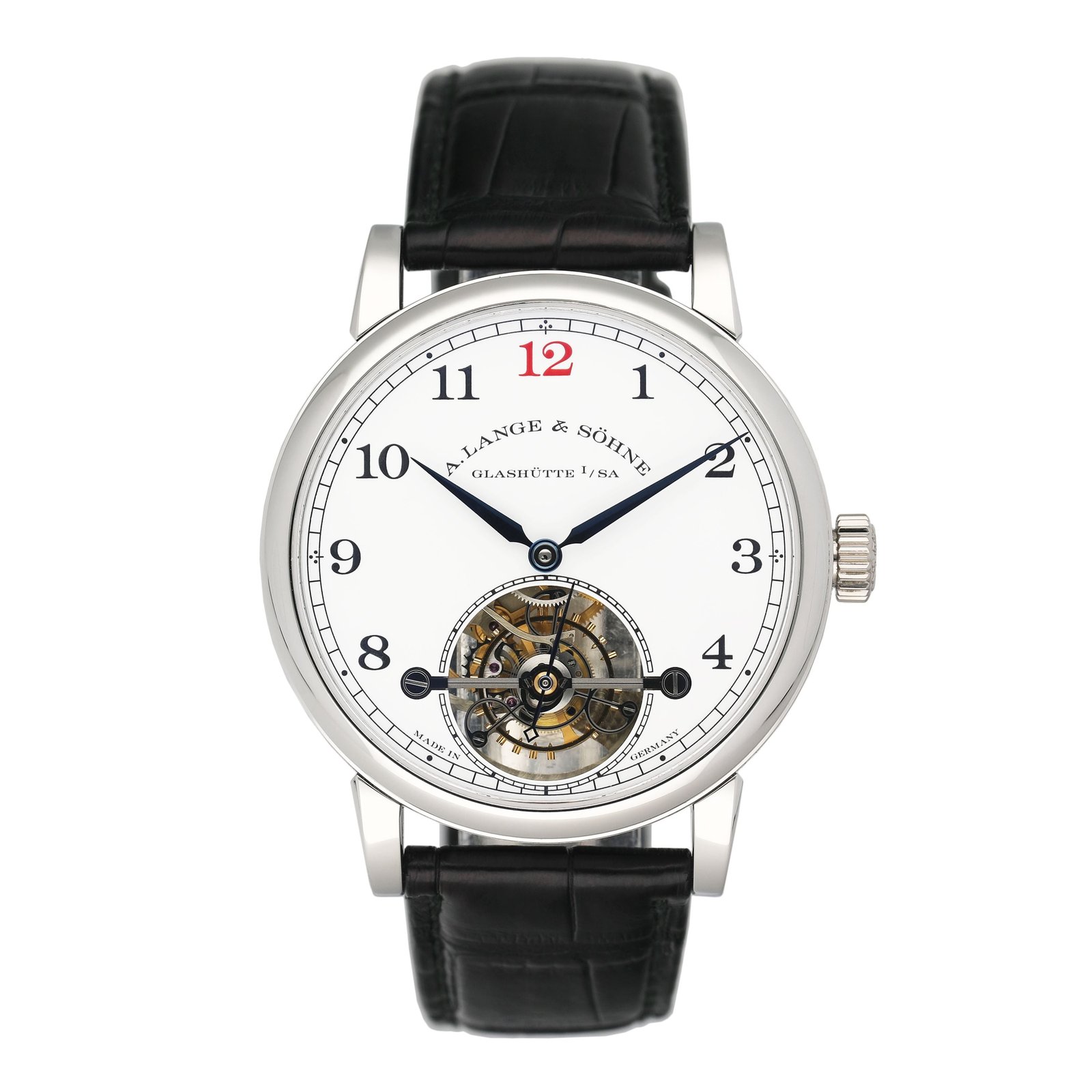 A. Lange & Sohne 1815 Tourbillon 730.079F Enamel Dial Platinum Relógio Masculino Caixa e Documentos