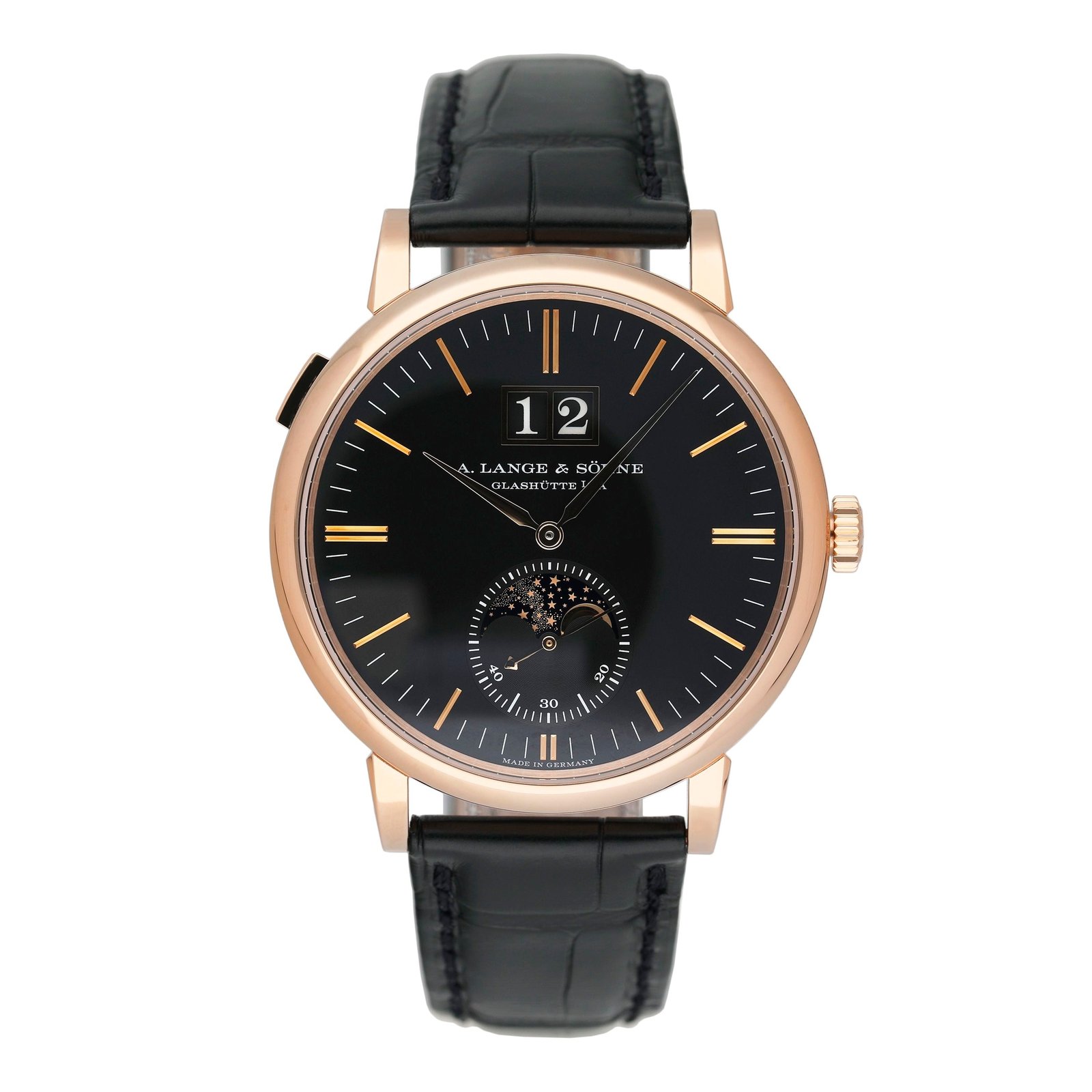 A. Lange & Sohne Saxonia Moon Phase 384.031 Relógio Masculino Caixa e Documentos