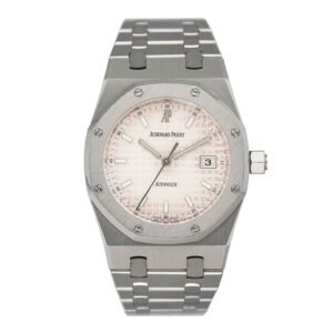 Audemars Piguet Royal Oak 15000ST mostrador branco aço inoxidável Relógio Feminino com Documentos