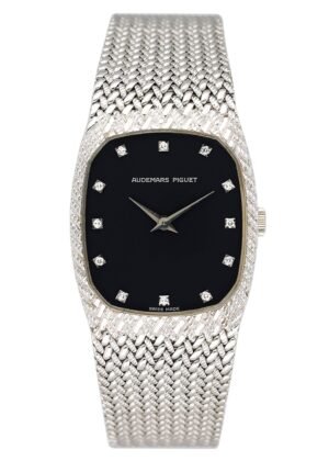 Audemars Piguet 4126 Diamond mostrador preto 18k ouro branco Relógio Feminino