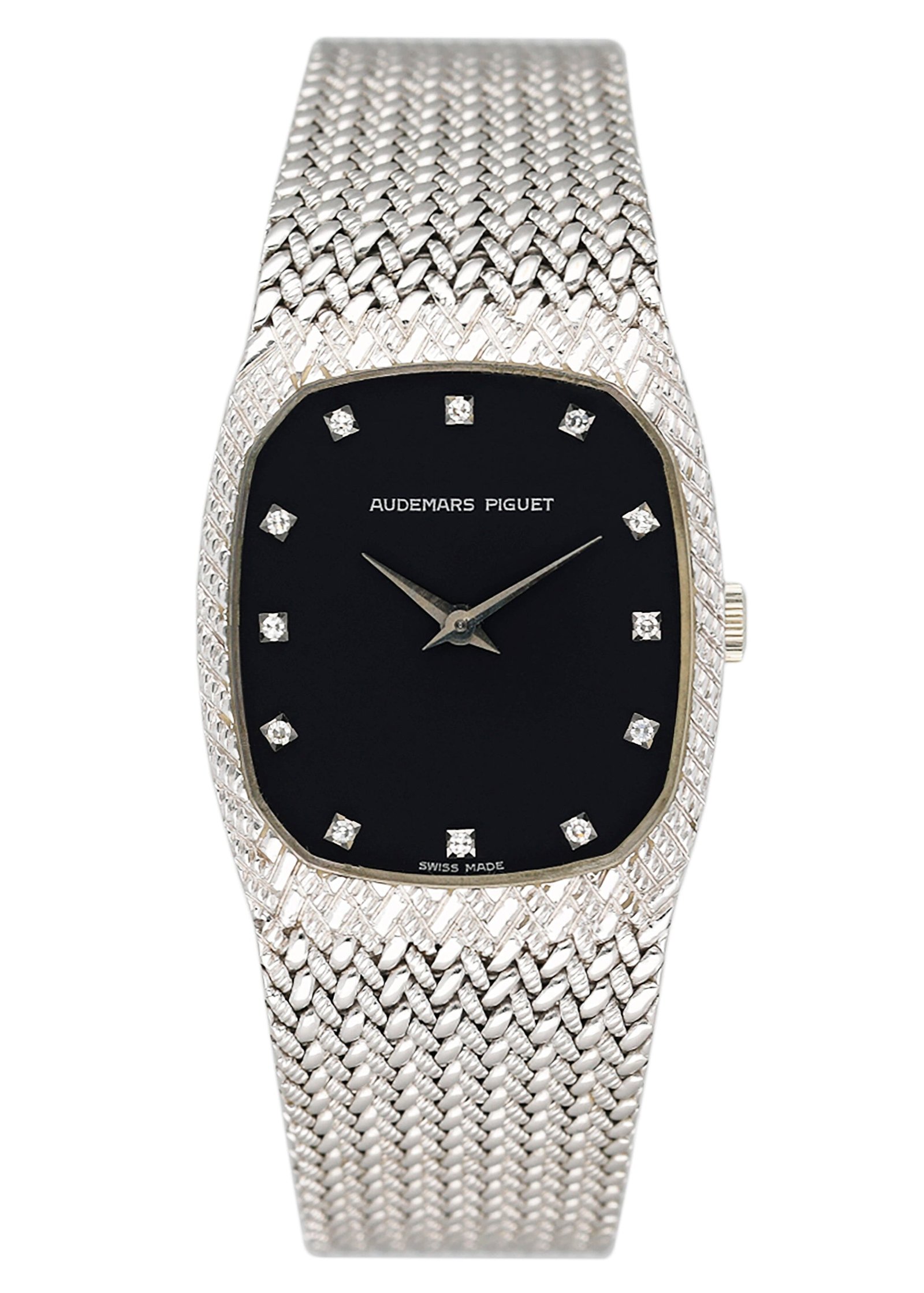 Audemars Piguet 4126 Diamond mostrador preto 18k ouro branco Relógio Feminino