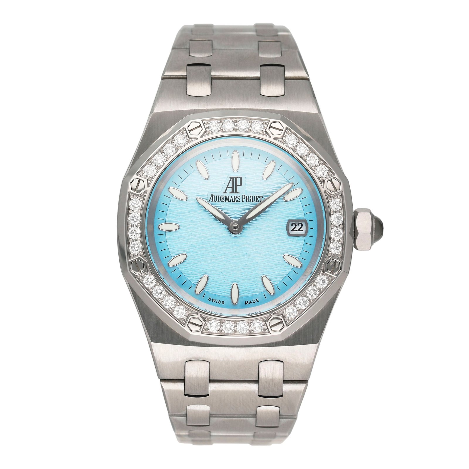 Audemars Piguet 67601ST Diamond Ice mostrador azul Relógio Feminino com Documentos