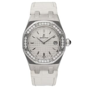Audemars Piguet Royal Oak 67601ST Diamond mostrador branco Steel Relógio Feminino