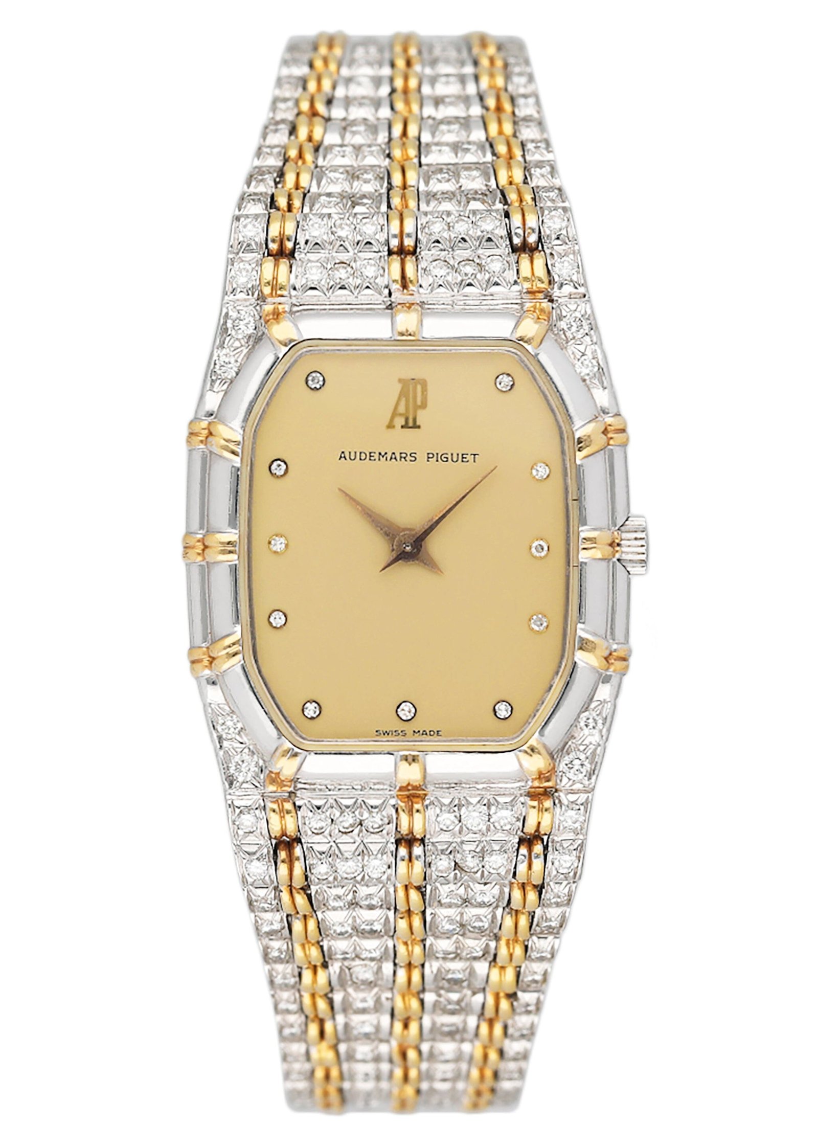 Audemars Piguet Bamboo Diamond mostrador champagne Two Tone Relógio Feminino