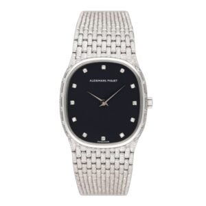 Audemars Piguet Diamond mostrador preto 18k ouro branco Relógio Feminino
