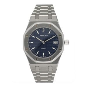 Audemars Piguet Royal Oak 14790ST mostrador azul Relógio Masculino Caixa e Documentos