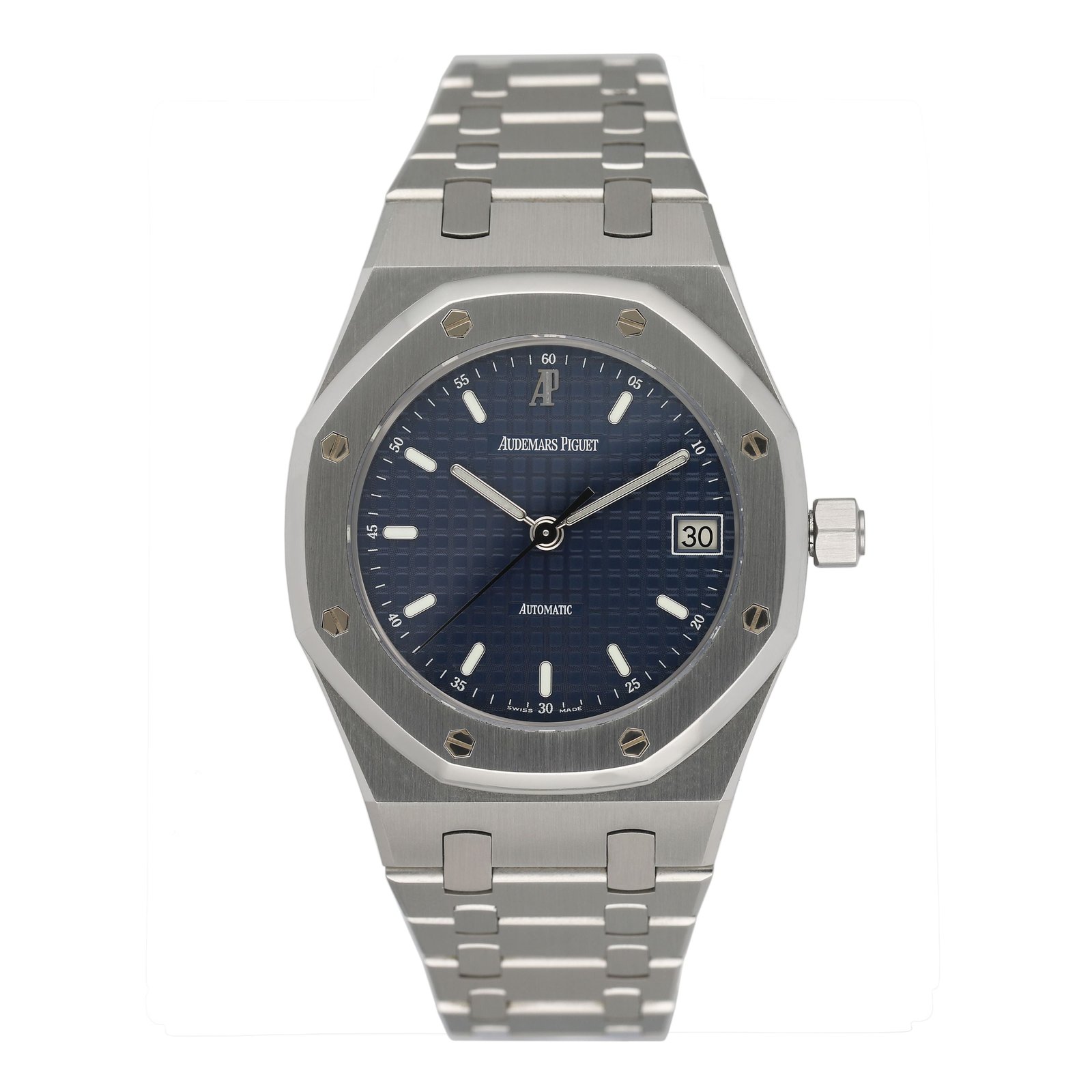 Audemars Piguet Royal Oak 14790ST mostrador azul Relógio Masculino Caixa e Documentos