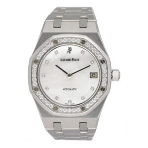 Audemars Piguet Royal Oak 14813BC Diamond MOP 18k ouro branco Relógio Masculino Caixa e Documentos