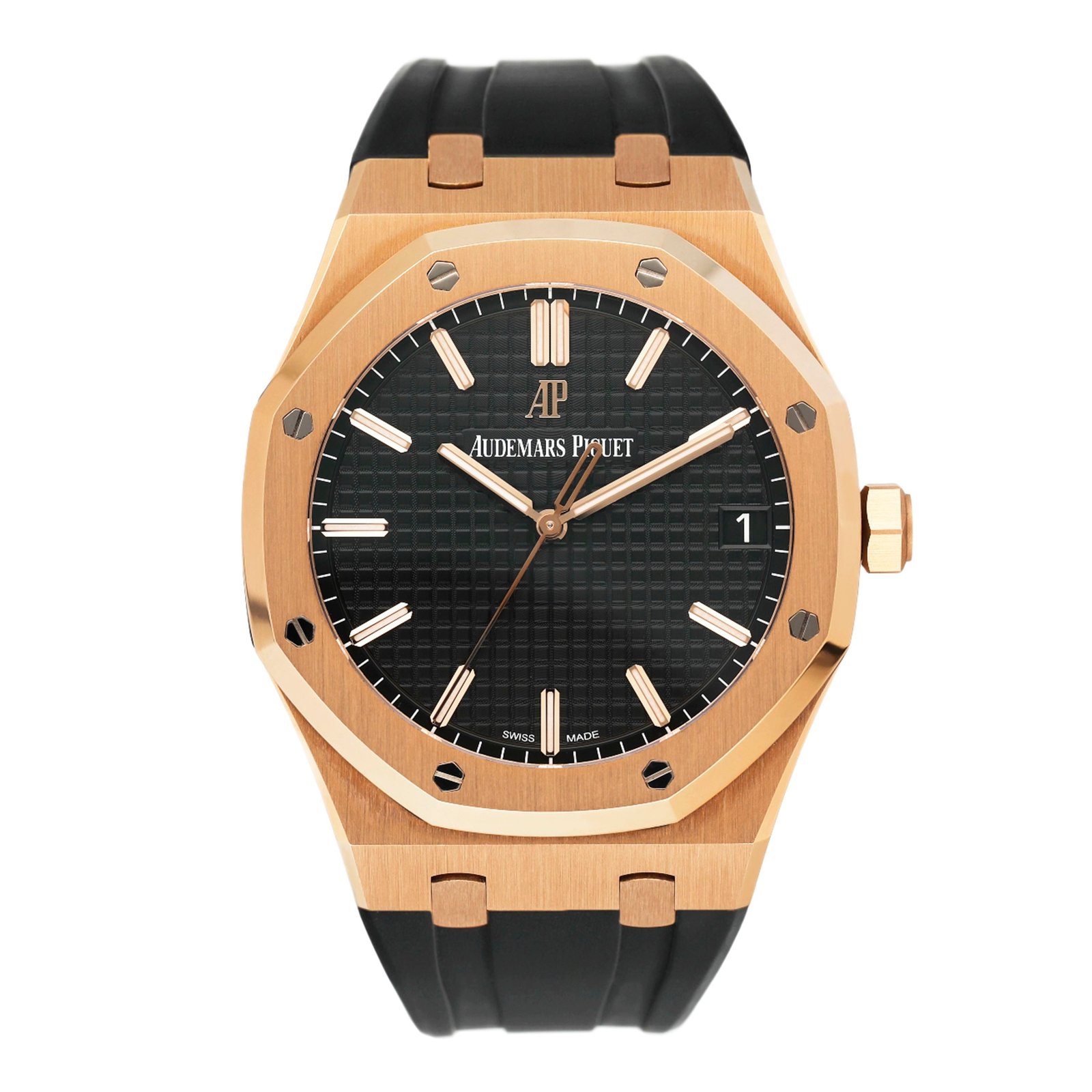 Audemars Piguet Royal Oak 15500OR mostrador preto Relógio Masculino Caixa e Documentos