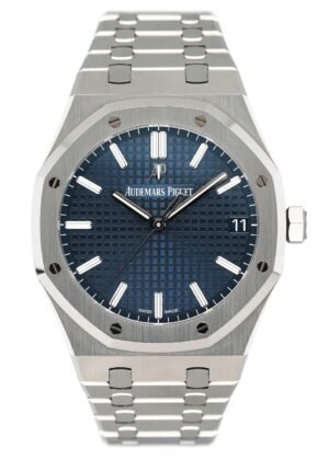 Audemars Piguet Royal Oak 15500ST mostrador azul Relógio Masculino Caixa e Documentos