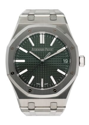 Audemars Piguet Royal Oak 15510ST Green Dial Relógio Masculino Caixa e Documentos