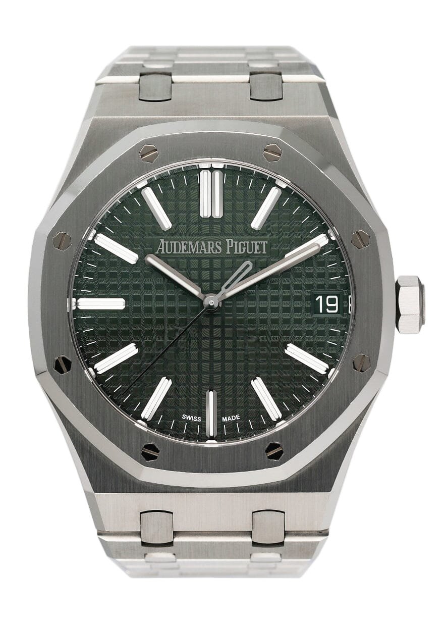 Audemars Piguet Royal Oak 15510ST Green Dial Relógio Masculino Caixa e Documentos