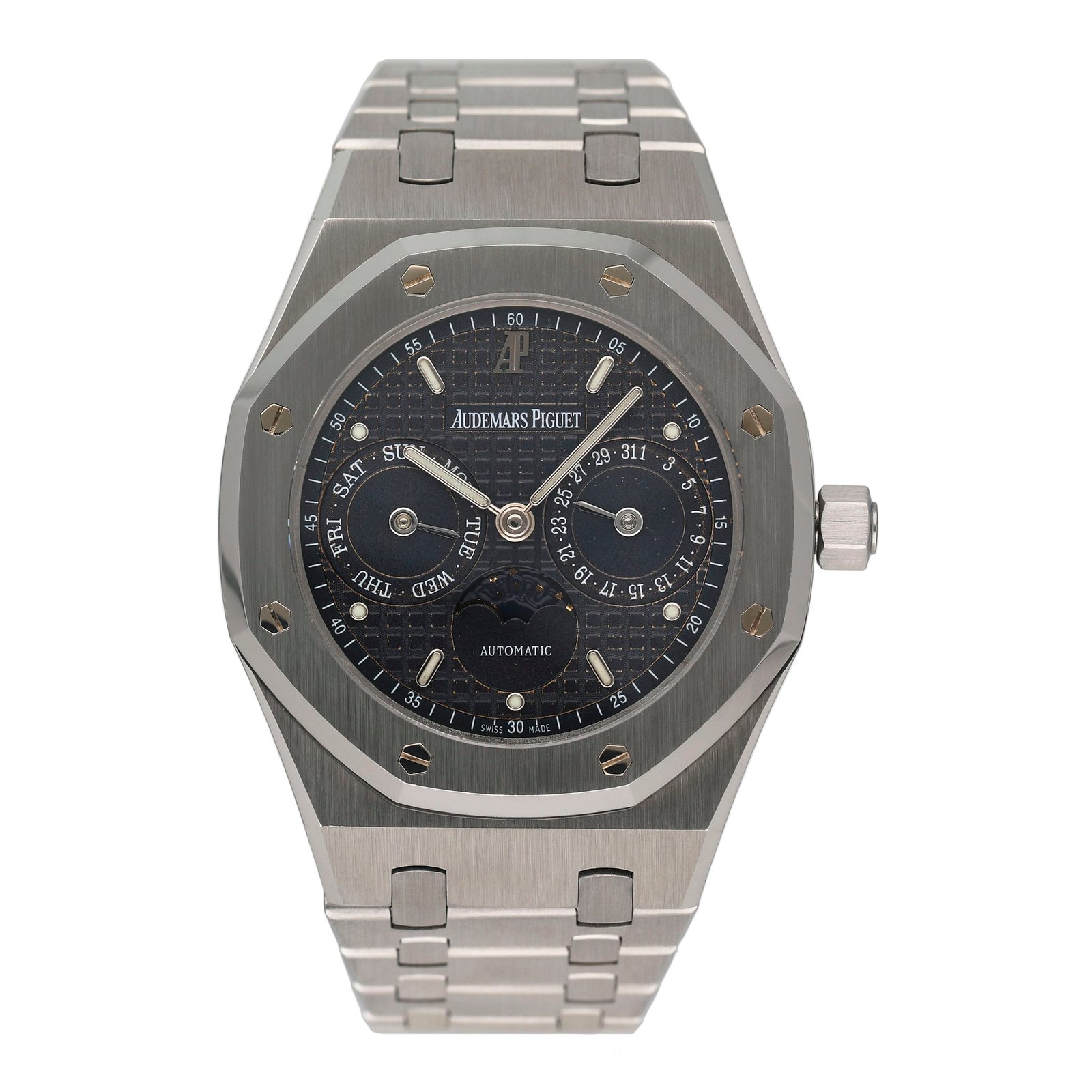 Audemars Piguet Royal Oak 25594ST mostrador azul Moonphase Relógio Masculino