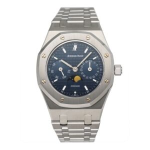 Audemars Piguet Royal Oak 25594ST mostrador azul Moonphase Relógio Masculino com Documentos