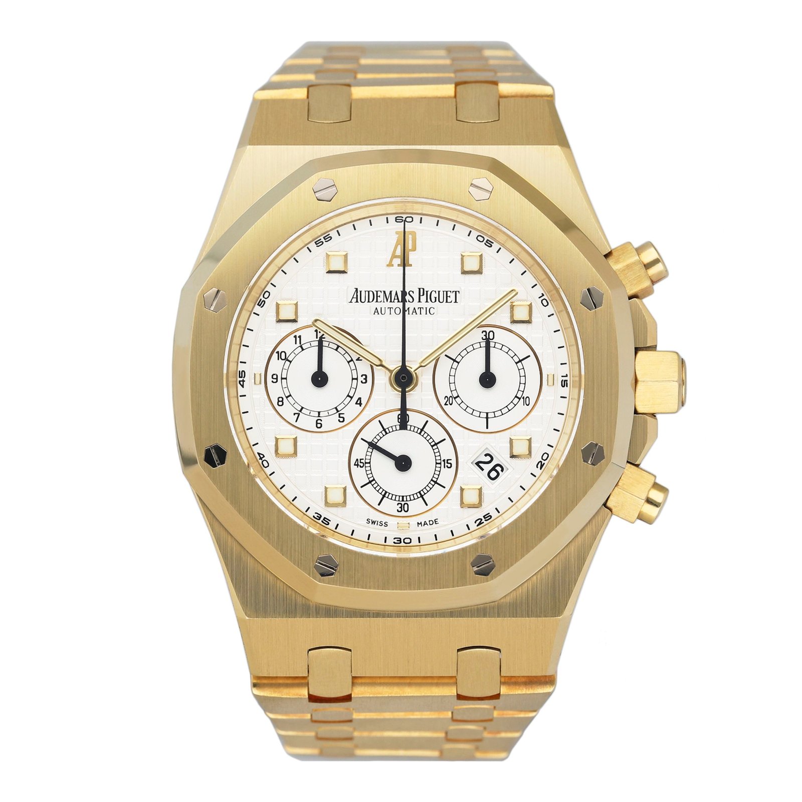 Audemars Piguet Royal Oak 25960BA mostrador branco Relógio Masculino