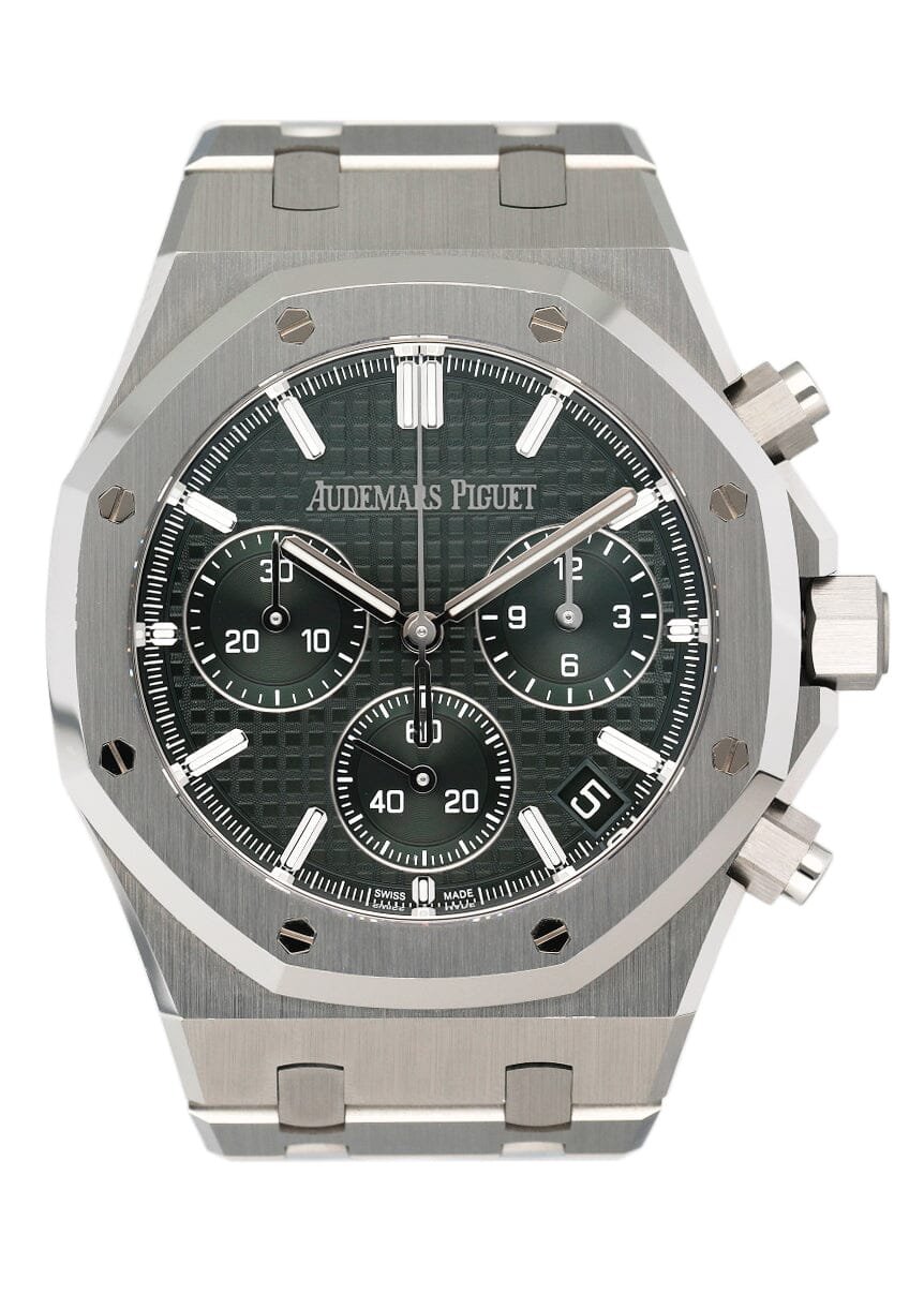 Audemars Piguet Royal Oak 26240ST Green Dial Relógio Masculino Caixa e Documentos