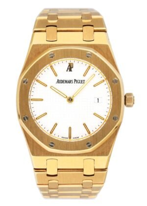 Audemars Piguet Royal Oak 56175BA mostrador branco 18k ouro amarelo Relógio Feminino With Archives