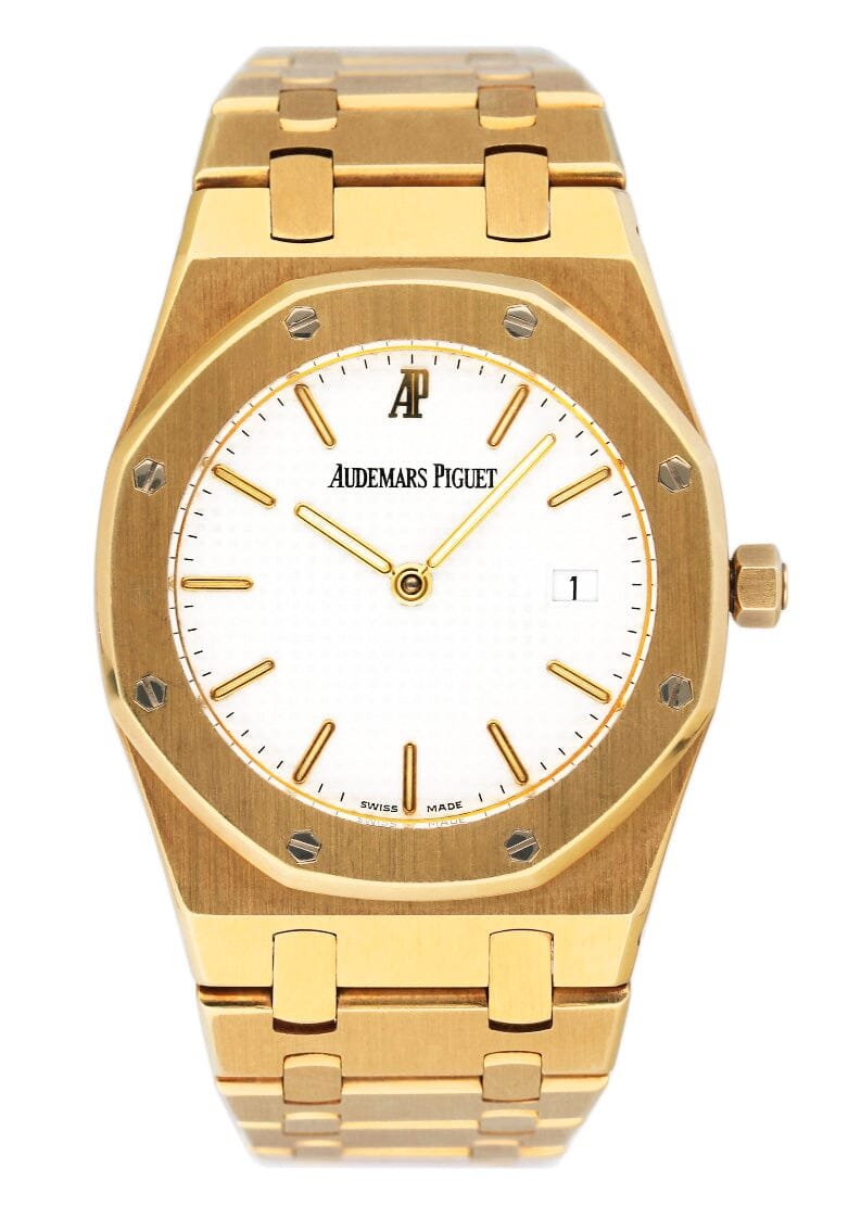 Audemars Piguet Royal Oak 56175BA mostrador branco 18k ouro amarelo Relógio Feminino With Archives