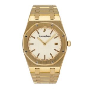 Audemars Piguet Royal Oak 56175BA mostrador branco 18k ouro amarelo Relógio
