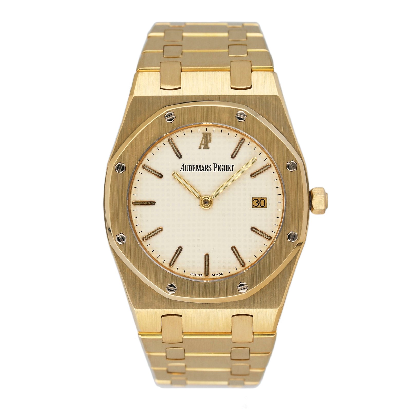 Audemars Piguet Royal Oak 56175BA mostrador branco 18k ouro amarelo Relógio