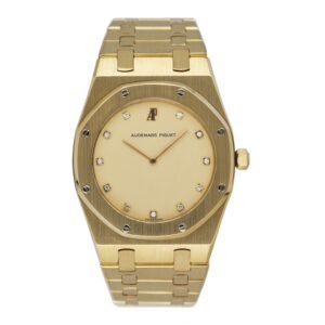 Audemars Piguet Royal Oak 56303BA Diamond mostrador champagne 18k ouro amarelo Relógio