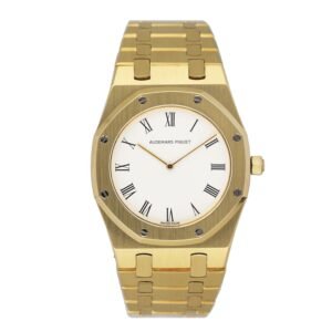 Audemars Piguet Royal Oak 56303BA mostrador branco 18k ouro amarelo Relógio