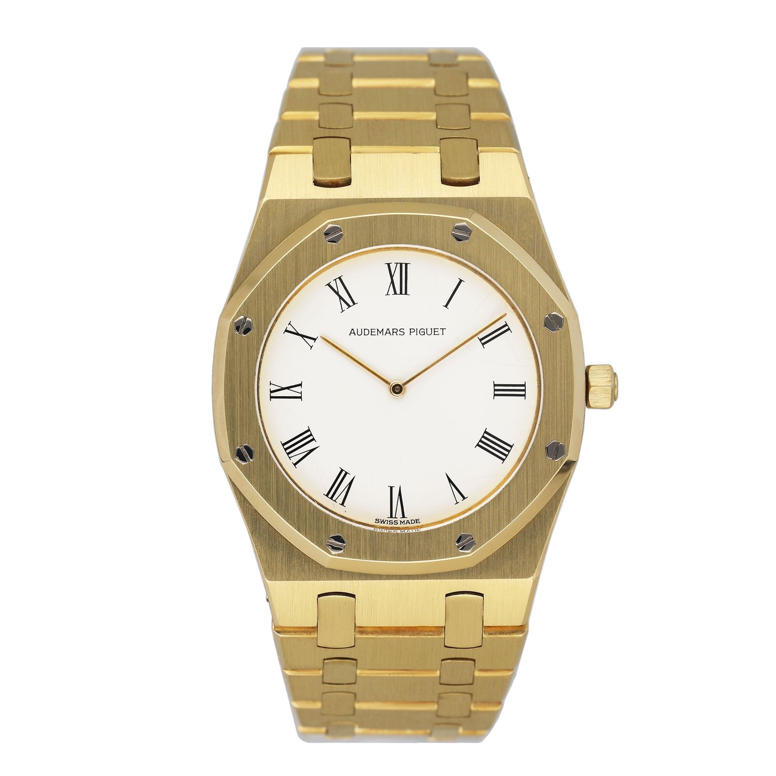 Audemars Piguet Royal Oak 56303BA mostrador branco 18k ouro amarelo Relógio