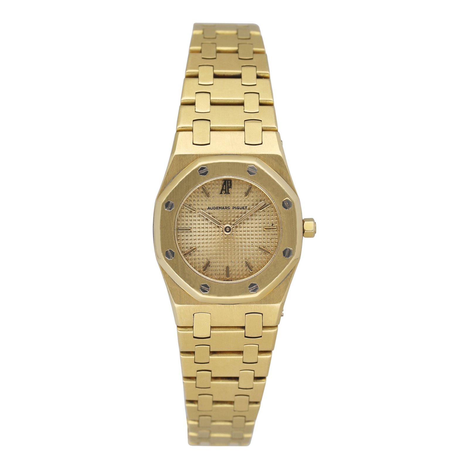 Audemars Piguet Royal Oak 6007BA mostrador champagne 18k ouro amarelo Relógio Feminino