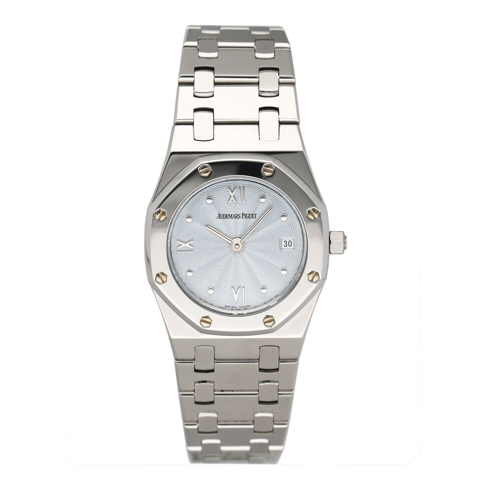 Audemars Piguet Royal Oak 67370ST Ice mostrador azul Relógio Feminino Caixa e Documentos