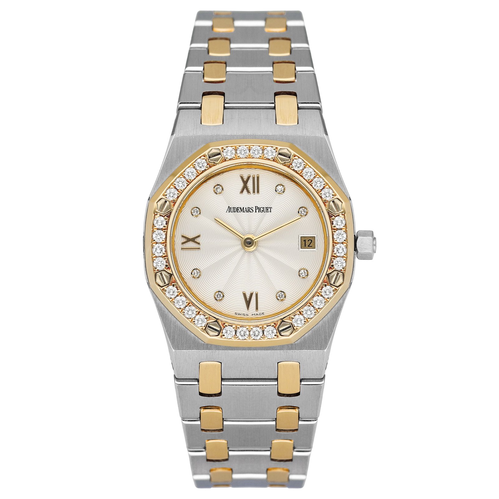 Audemars Piguet Royal Oak 67372SA mostrador branco Relógio Feminino