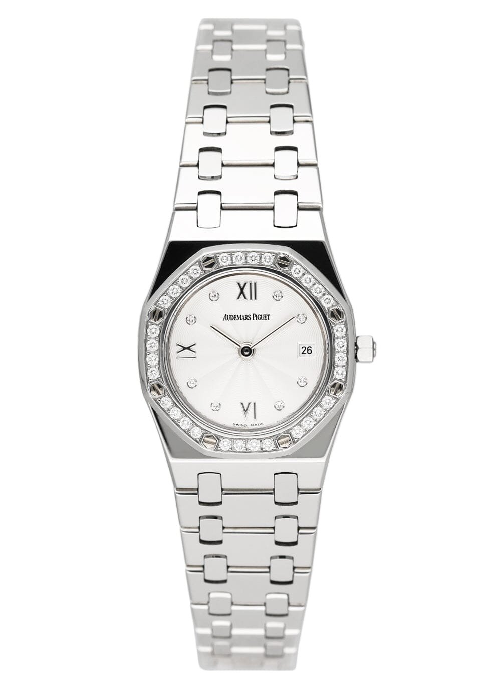 Audemars Piguet Royal Oak 67372ST mostrador branco Relógio Feminino