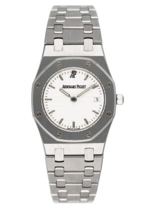 Audemars Piguet Royal Oak 67467ST mostrador branco Relógio Feminino com Documentos