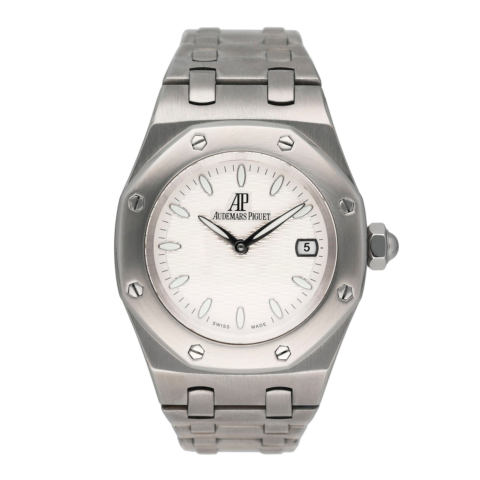 Audemars Piguet Royal Oak 67600ST mostrador branco Relógio Feminino