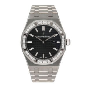 Audemars Piguet Royal Oak 67651ST Diamond mostrador preto Relógio Feminino