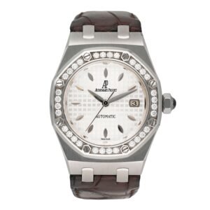 Audemars Piguet Royal Oak 77321ST Diamond mostrador prata Relógio Feminino Caixa e Documentos