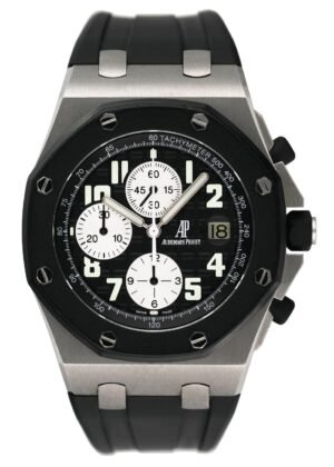 Audemars Piguet Royal Oak Offshore 25940SK mostrador preto Relógio Masculino Caixa e Documentos