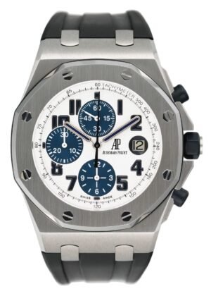 Audemars Piguet Royal Oak Offshore 26170ST mostrador branco Relógio Masculino Caixa e Documentos