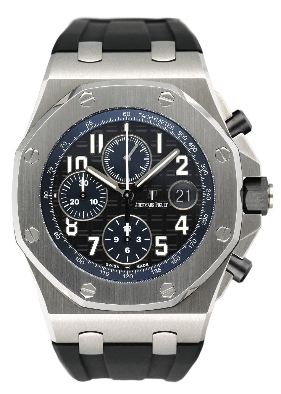 Audemars Piguet Royal Oak Offshore 26470ST mostrador preto Relógio Masculino Caixa e Documentos
