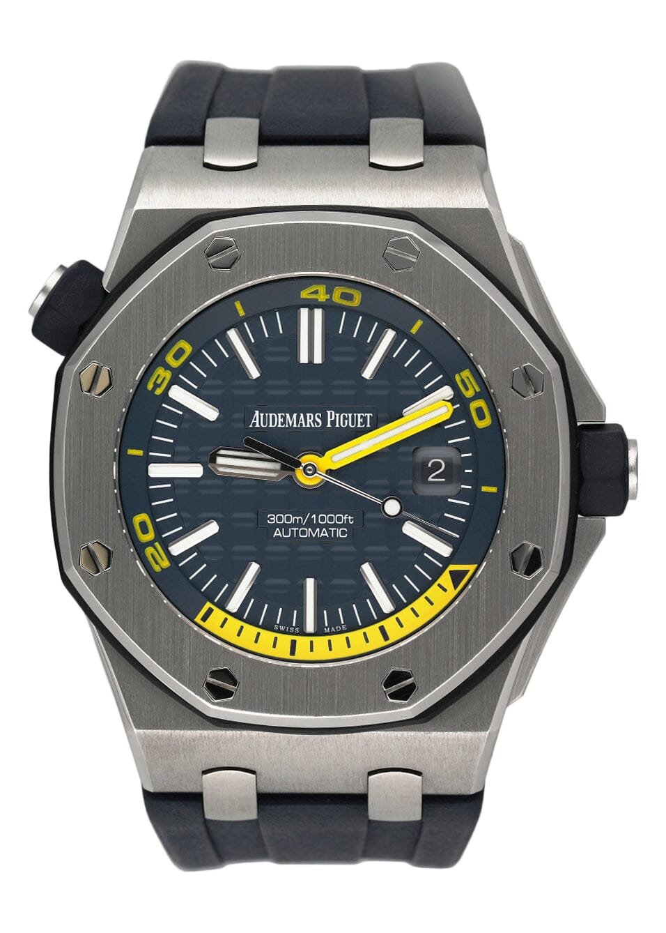 Audemars Piguet Royal Oak Offshore Diver 15710ST mostrador azul Relógio Masculino com Documentos