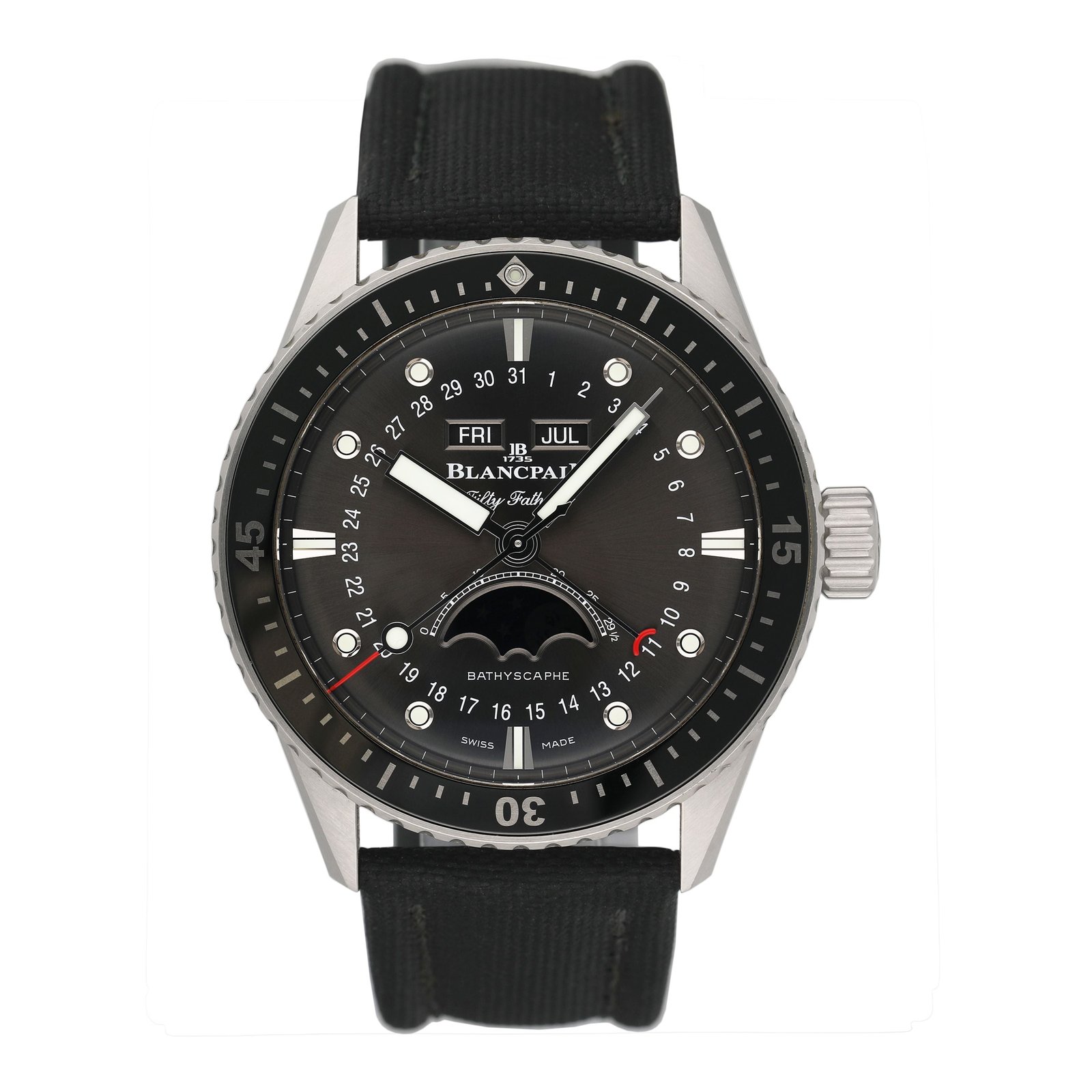 Blancpain Fifty Fathoms 5054-1110-B52A mostrador cinza Relógio Masculino Caixa e Documentos